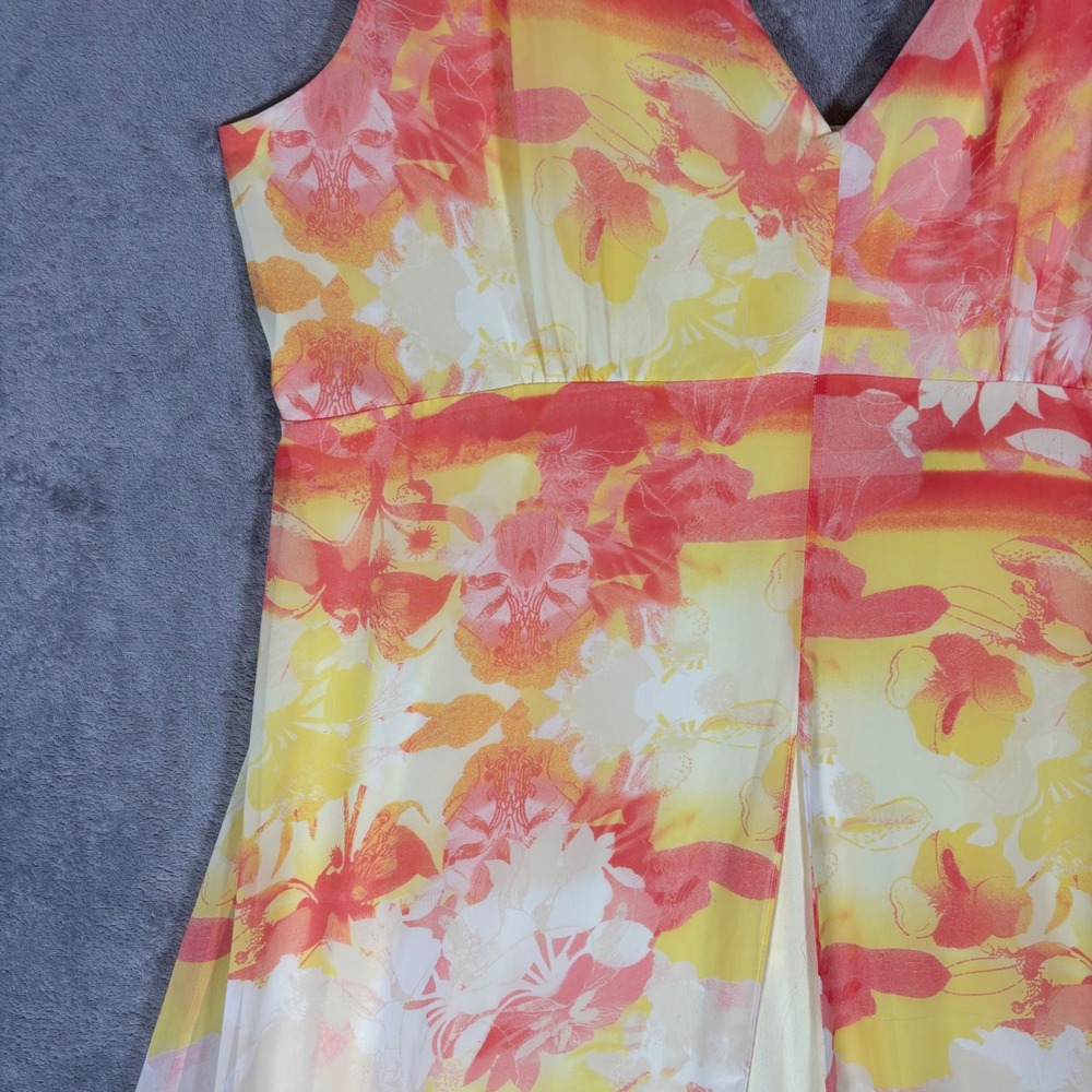 Lane Bryant Womens 18 Floral Handkerchief Hem Maxi Dress Orange Yellow Tassels - Picture 9 of 15